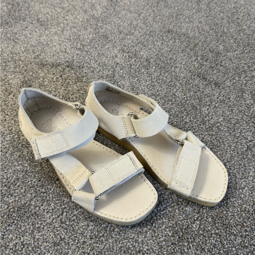 Clarks Cream Velcro Sandals
